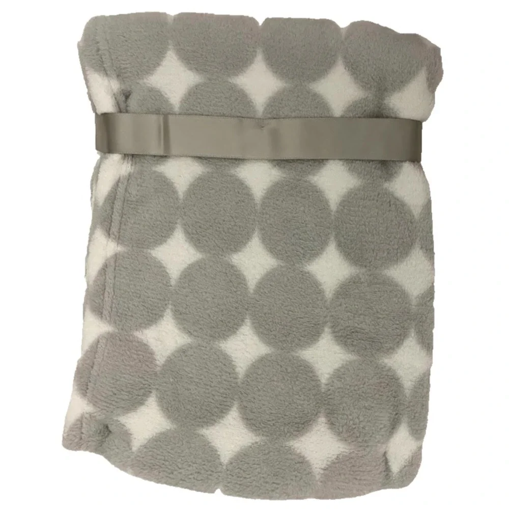 Luvable Friends Gray White Polka Dot‎ Fleece Baby Blanket Lovey 30x36 Unisex NWT